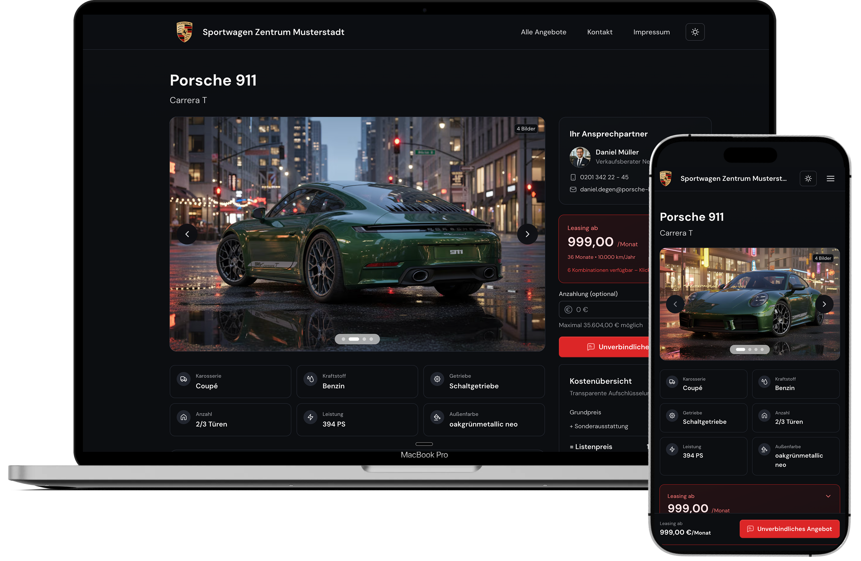 Carvitra Landingpage: Professionelle Fahrzeug-Präsentation