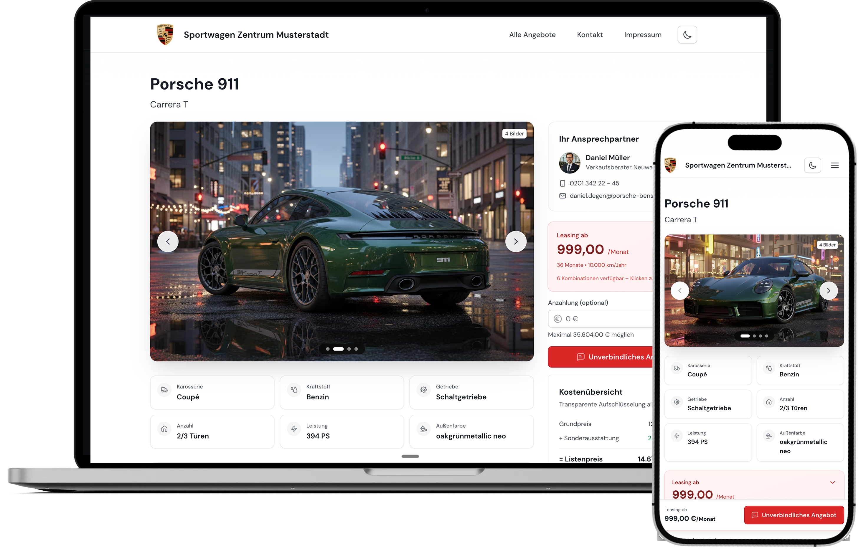 Carvitra Landingpage: Professionelle Fahrzeug-Präsentation