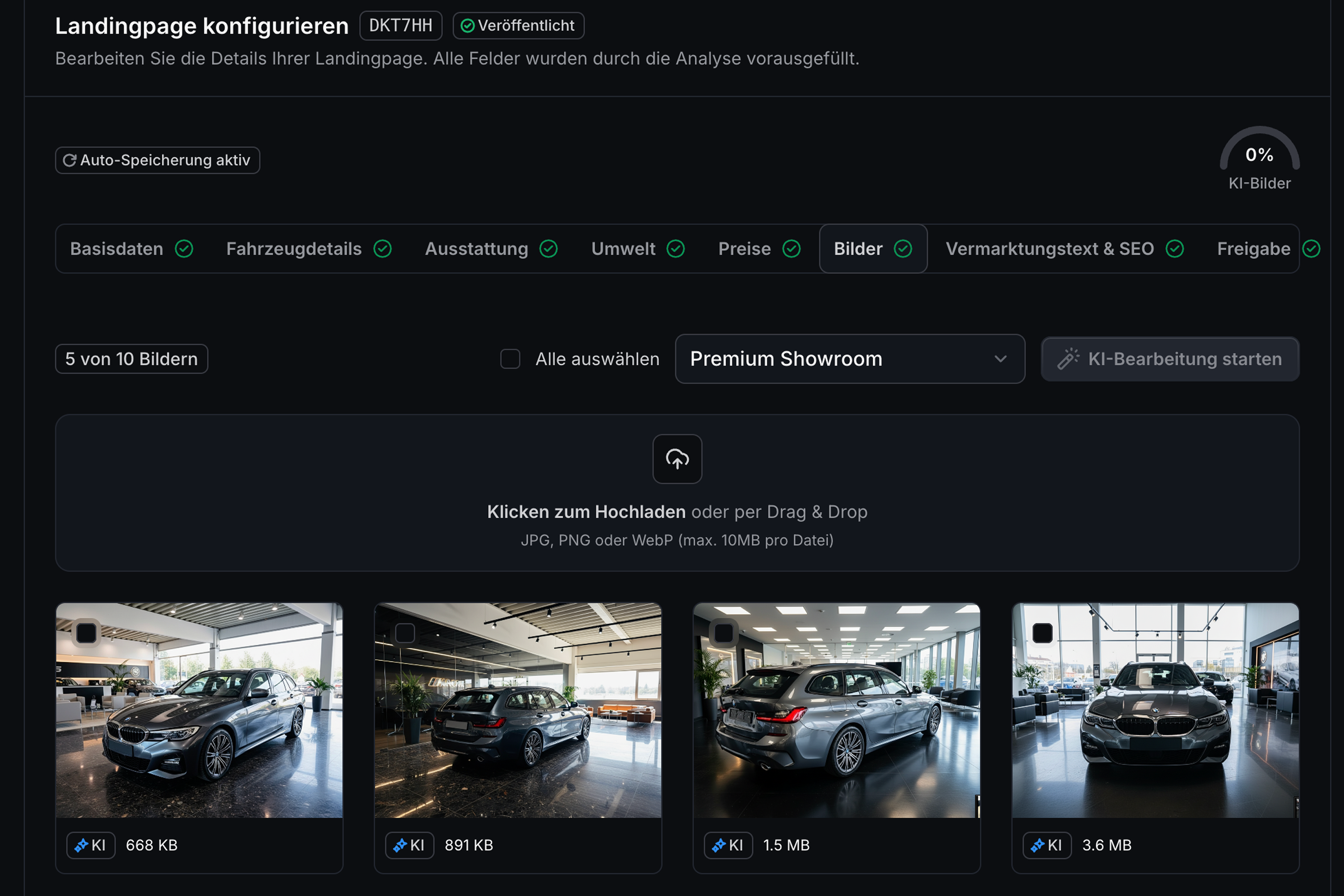 KI-Bildbearbeitung: Vorher-Nachher Vergleich der Fahrzeugfoto-Optimierung