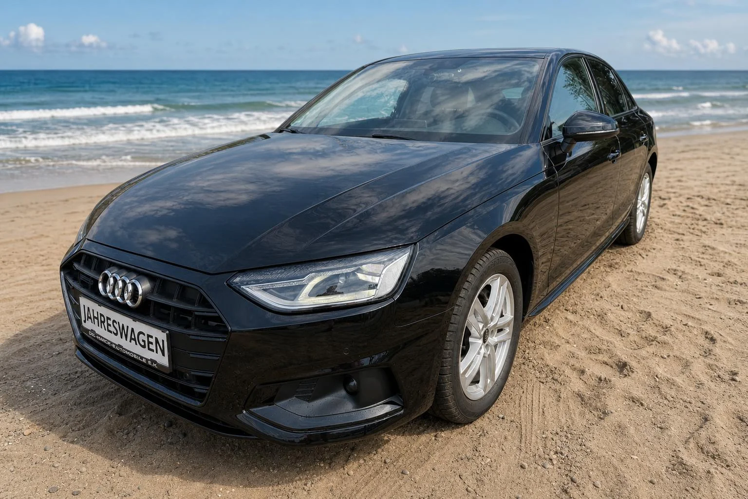 Audi A4 in der Strandabschnitt-Inszenierung