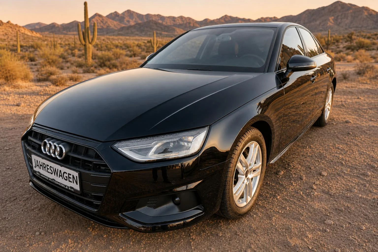 Audi A4 in der Wüstenlandschaft-Inszenierung
